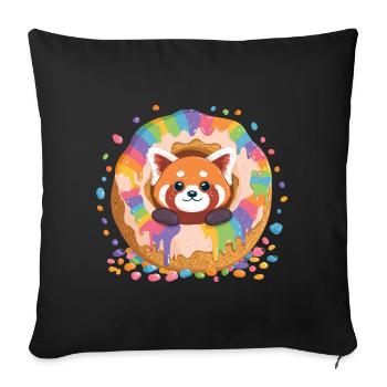 Donut Panda Regenbogen - Sofakissenbezug 45 x 45 cm - Schwarz - Vorne