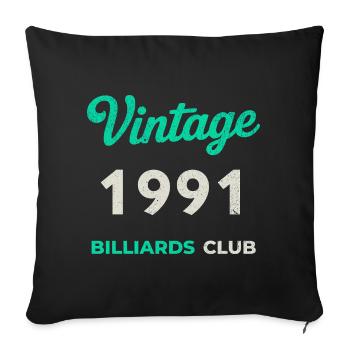 Vintage 1991 – Club de billard rétro Année de naissance - Housse de coussin décorative 45 x 45 cm - noir - Devant
