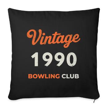 Millésime 1990 – Année de naissance rétro du Bowling Club - Housse de coussin décorative 45 x 45 cm - noir - Devant