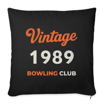 Millésime 1989 – Année de naissance rétro du Bowling Club - Housse de coussin décorative 45 x 45 cm - noir - Devant