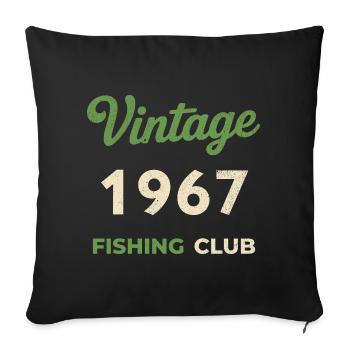 Vintage 1967 – Fishing Club Retro Birth Year - Sofa pillowcase 17,3'' x 17,3'' (45 x 45 cm) - black - Front