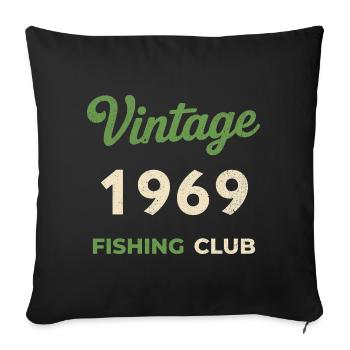 Vintage 1969 – Fishing Club Retro Birth Year - Sofa pillowcase 17,3'' x 17,3'' (45 x 45 cm) - black - Front