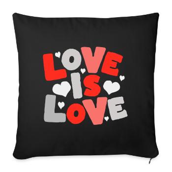 Love Is Love – Colorful Typo with Hearts - Sofa pillowcase 17,3'' x 17,3'' (45 x 45 cm) - black - Front