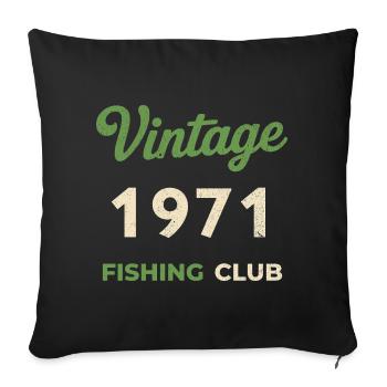 Année de naissance rétro du club de pêche - Housse de coussin décorative 45 x 45 cm - noir - Devant