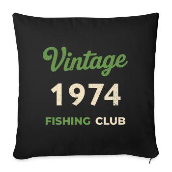 Millésime 1974 – Année de naissance rétro du club de pêche - Housse de coussin décorative 45 x 45 cm - noir - Devant