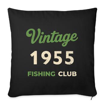 Vintage 1955 – Fishing Club Retro Birth Year - Sofa pillowcase 17,3'' x 17,3'' (45 x 45 cm) - black - Front