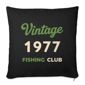 Vintage 1977 – Fishing Club Retro Geburtsjahr - Sofakissenbezug 45 x 45 cm - Schwarz - Vorne