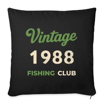 Vintage 1988 – Fishing Club Retro Birth Year - Sofa pillowcase 17,3'' x 17,3'' (45 x 45 cm) - black - Front