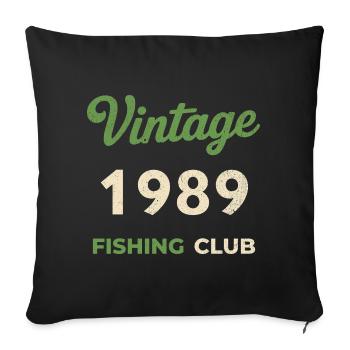 Vintage 1989 – Année de naissance rétro du club de pêche - Housse de coussin décorative 45 x 45 cm - noir - Devant