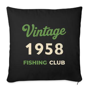 Vintage 1958 – Fishing Club Retro Birth Year - Sofa pillowcase 17,3'' x 17,3'' (45 x 45 cm) - black - Front