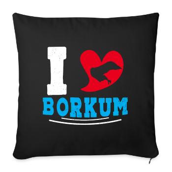 Borkumer Insel I LOVE BORKUM Lustiges - Sofakissenbezug 45 x 45 cm - Schwarz - Vorne