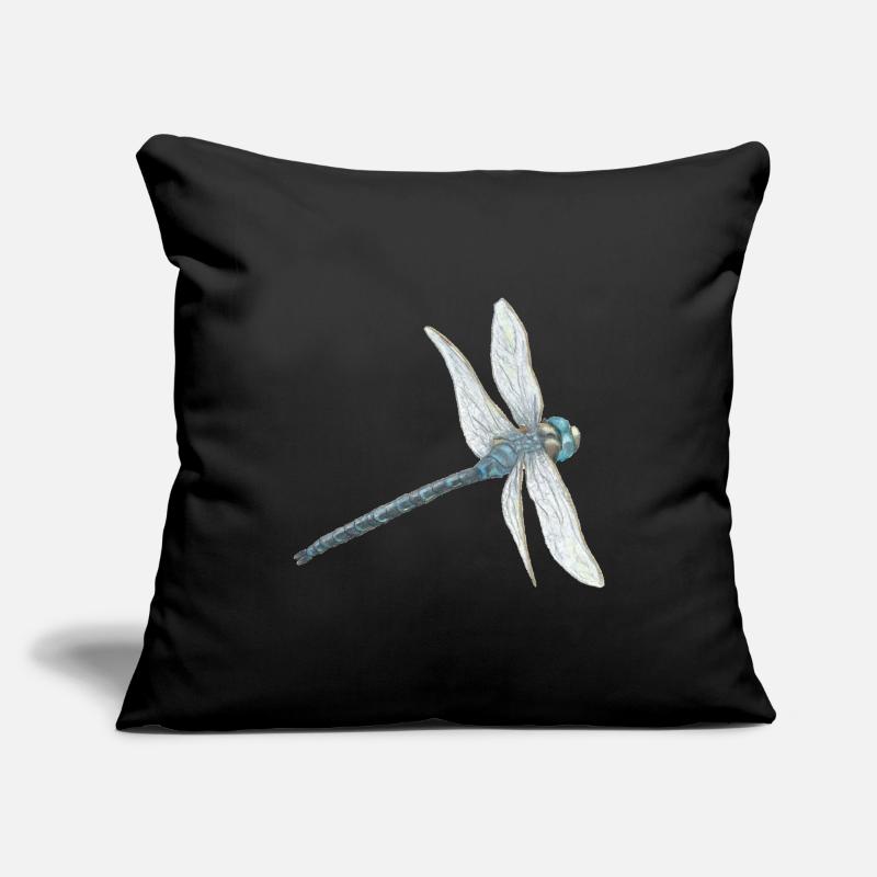 Illustration de libellule sarcelle Housse de coussin décorative 45 x 45 cm