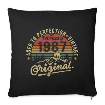 Février 1987 - Housse de coussin décorative 45 x 45 cm - noir - Devant