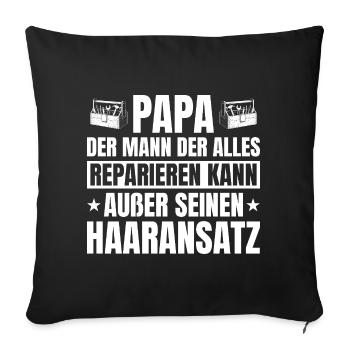 Papa artisan avec une ligne de cheveux chauve : drôle de dicton - Housse de coussin décorative 45 x 45 cm - noir - Devant