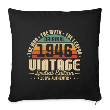 1980's Original Vintage Birthday Gift - Sofa pillowcase 17,3'' x 17,3'' (45 x 45 cm) - black - Front