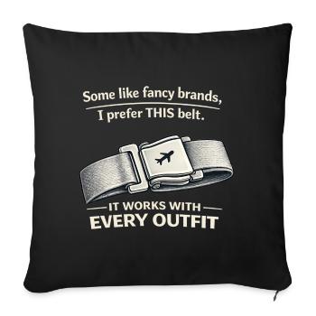 CE message de ceinture : Ceinture de sécurité avion - Housse de coussin décorative 45 x 45 cm - noir - Devant