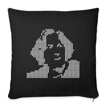 Portrait Pixel Oscar Wilde en demi-teinte - Housse de coussin décorative 45 x 45 cm - noir - Devant