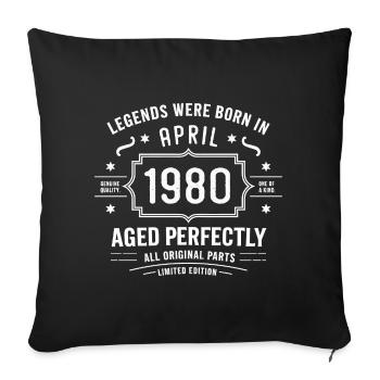 Avril 1980 - Housse de coussin décorative 45 x 45 cm - noir - Devant