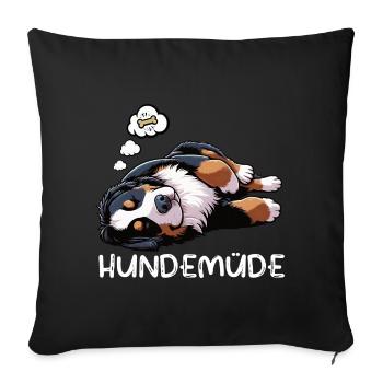 Dog-tired Bernese Mountain Dog Mountain Dog Bernese Mountain Dogs - Sofa pillowcase 17,3'' x 17,3'' (45 x 45 cm) - black - Front