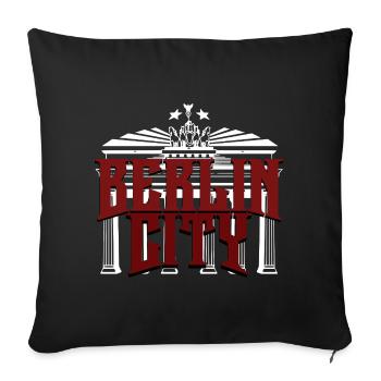 Berlin City lettering with Brandenburg Gate - Sofa pillowcase 17,3'' x 17,3'' (45 x 45 cm) - black - Front