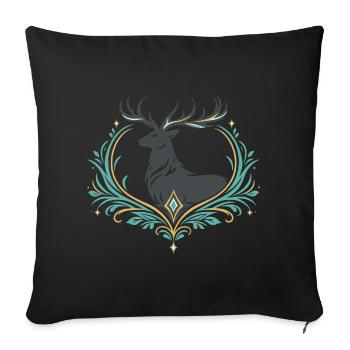 Deer in ornamental heart - Sofa pillowcase 17,3'' x 17,3'' (45 x 45 cm) - black - Front