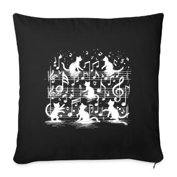 Chœur de chats fantaisiste sur l’équipe musicale Amoureux des chats Fun - Housse de coussin décorative 45 x 45 cm - noir - Devant