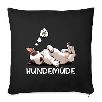 Hundemüde Miniatur Bullterrier Bully Bullterrier - Sofakissenbezug 45 x 45 cm - Schwarz - Vorne