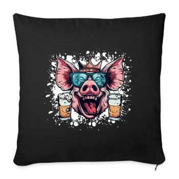 Pork Beer Funny - Sofa pillowcase 17,3'' x 17,3'' (45 x 45 cm) - black - Front