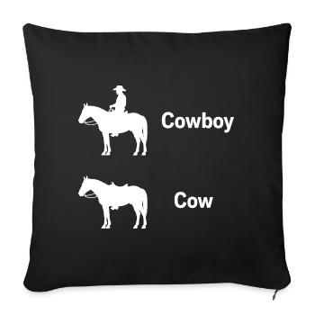 Vache drôle Fermier texan parodie Ironie Cowboy - Housse de coussin décorative 45 x 45 cm - noir - Devant