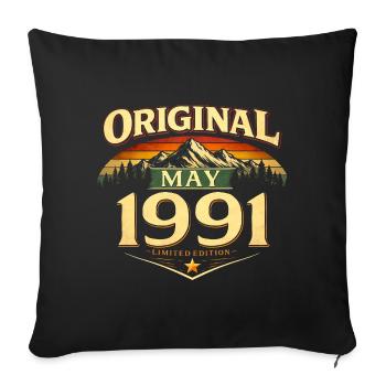 Cadeau du 35e anniversaire Original mai 1991 - Housse de coussin décorative 45 x 45 cm - noir - Devant