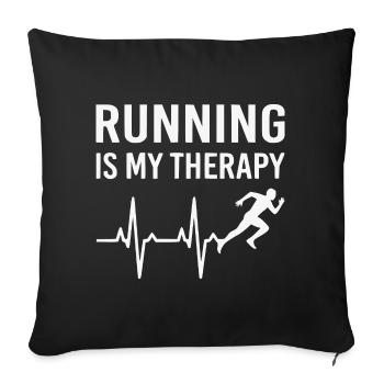 Running Is Therapy Running T-Shirt - Housse de coussin décorative 45 x 45 cm - noir - Devant