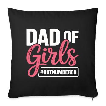 Papa des filles en infériorité numérique Papa fille - Housse de coussin décorative 45 x 45 cm - noir - Devant