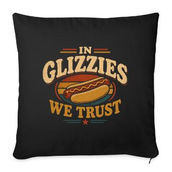 Fan de hot-dogs Glizzy Gobbler et Maître du Grill - Housse de coussin décorative 45 x 45 cm - noir - Devant