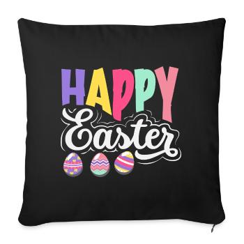 Joyeuse Pâques, douce chasse aux œufs du lapin, œufs de Pâques - Housse de coussin décorative 45 x 45 cm - noir - Devant