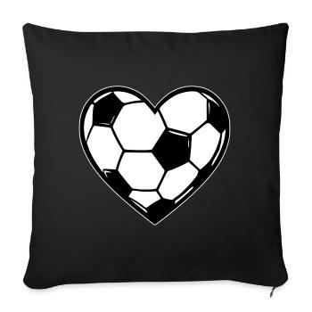 Heartball Football Love - Sofa pillowcase 17,3'' x 17,3'' (45 x 45 cm) - black - Front