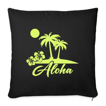 Aloha Palmen Insel Silhouette - Sofakissenbezug 45 x 45 cm - Schwarz - Vorne