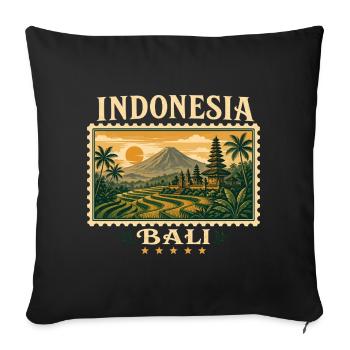 Magie tropicale de Bali dans un style rétro - Housse de coussin décorative 45 x 45 cm - noir - Devant
