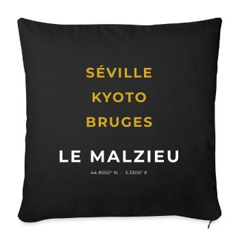 Le Malzieu Lozère - Séville - Kyoto - Bruges - Housse de coussin décorative 45 x 45 cm - noir - Devant