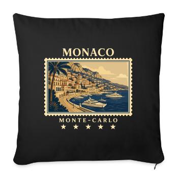 Monaco Monte-Carlo Vintage Reisemarke - Sofakissenbezug 45 x 45 cm - Schwarz - Vorne