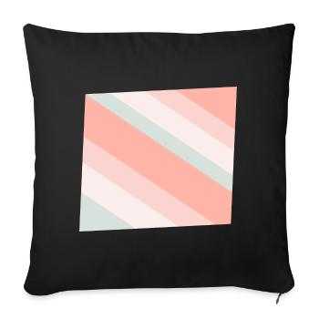 Bandes diagonales pastel Pêche menthe - Housse de coussin décorative 45 x 45 cm - noir - Devant