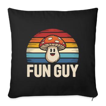 Design rétro drôle de champignons avec un gars amusant - Housse de coussin décorative 45 x 45 cm - noir - Devant