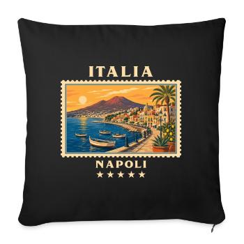 Italien Neapel Vintage Reisemarke - Sofakissenbezug 45 x 45 cm - Schwarz - Vorne