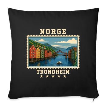 Norwegen Trondheim Vintage Reisemarke - Sofakissenbezug 45 x 45 cm - Schwarz - Vorne