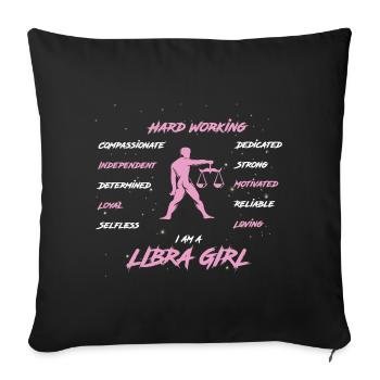 Zodiac sign Libra - Sofa pillowcase 17,3'' x 17,3'' (45 x 45 cm) - black - Front
