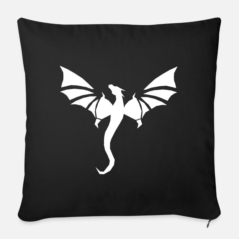Weißer Drache - Sofakissenbezug 45 x 45 cm - Schwarz