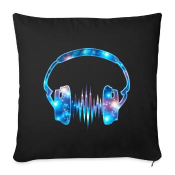 Headphone Music Galaxy Galaxy - Sofa pillowcase 17,3'' x 17,3'' (45 x 45 cm) - black - Front