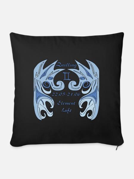 Zodiac Gemini - Sofa pillowcase 17,3'' x 17,3'' (45 x 45 cm) - black