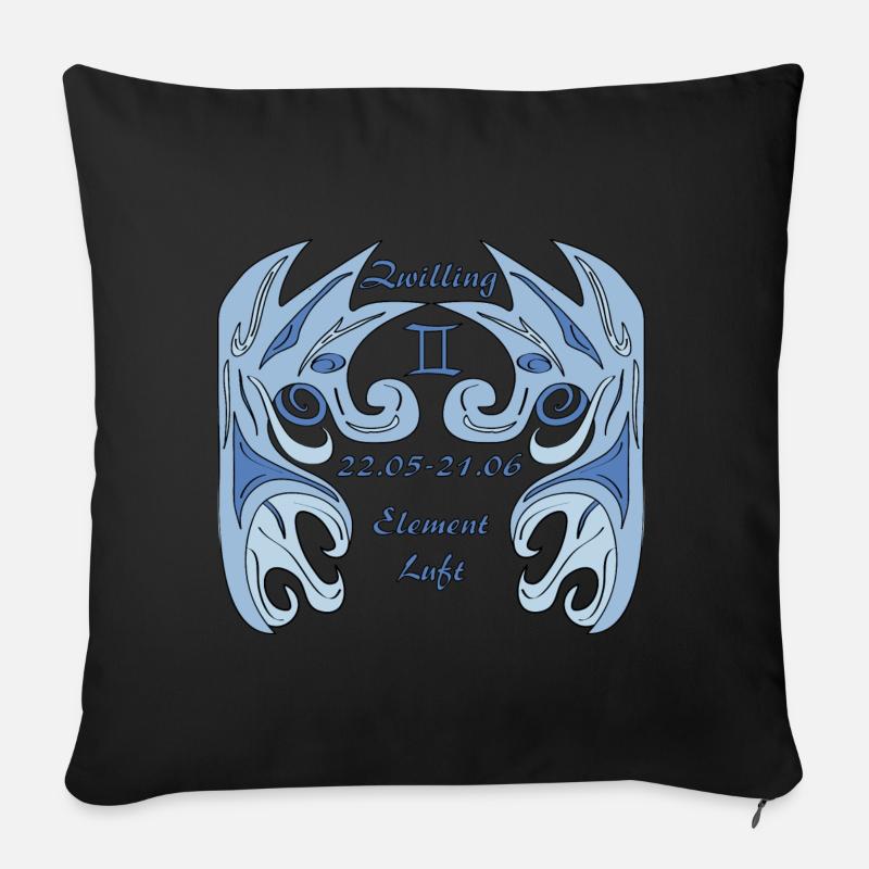 Zodiac Gemini - Sofa pillowcase 17,3'' x 17,3'' (45 x 45 cm) - black
