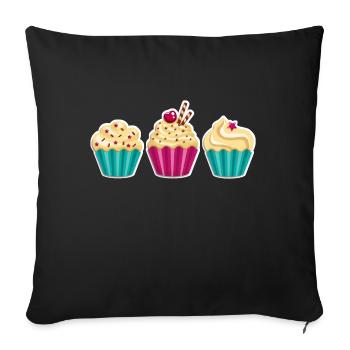 Cupcake - Muffin - Donut - Eis - Schokolade - DD - Sofakissenbezug 45 x 45 cm - Schwarz - Vorne
