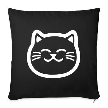 Cat Head Minimalist Line Art - Sofa pillowcase 17,3'' x 17,3'' (45 x 45 cm) - black - Front
